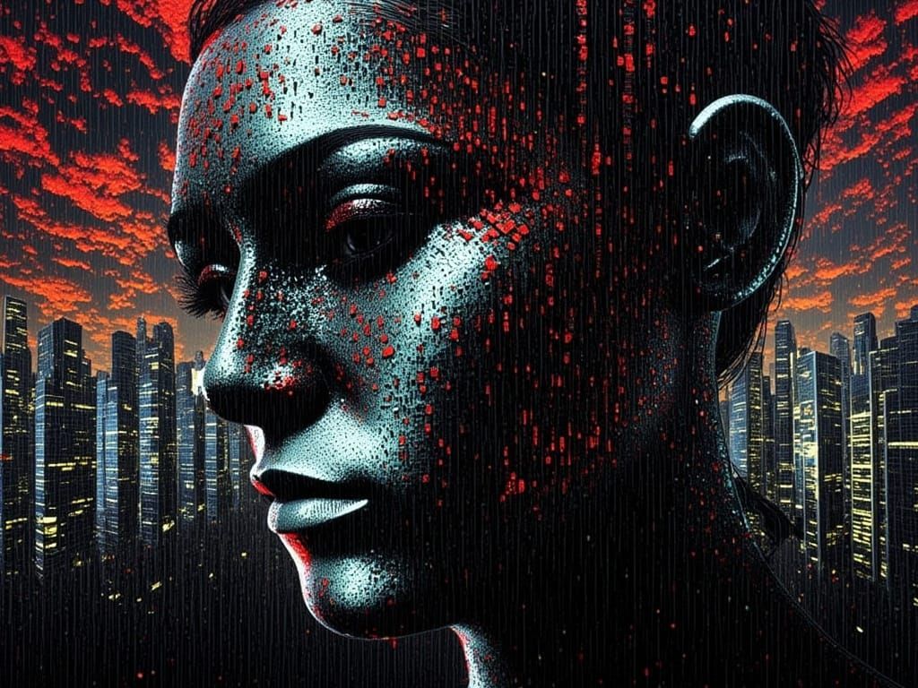 Elastic Reality: Warped VR Addict in Digital Art Style