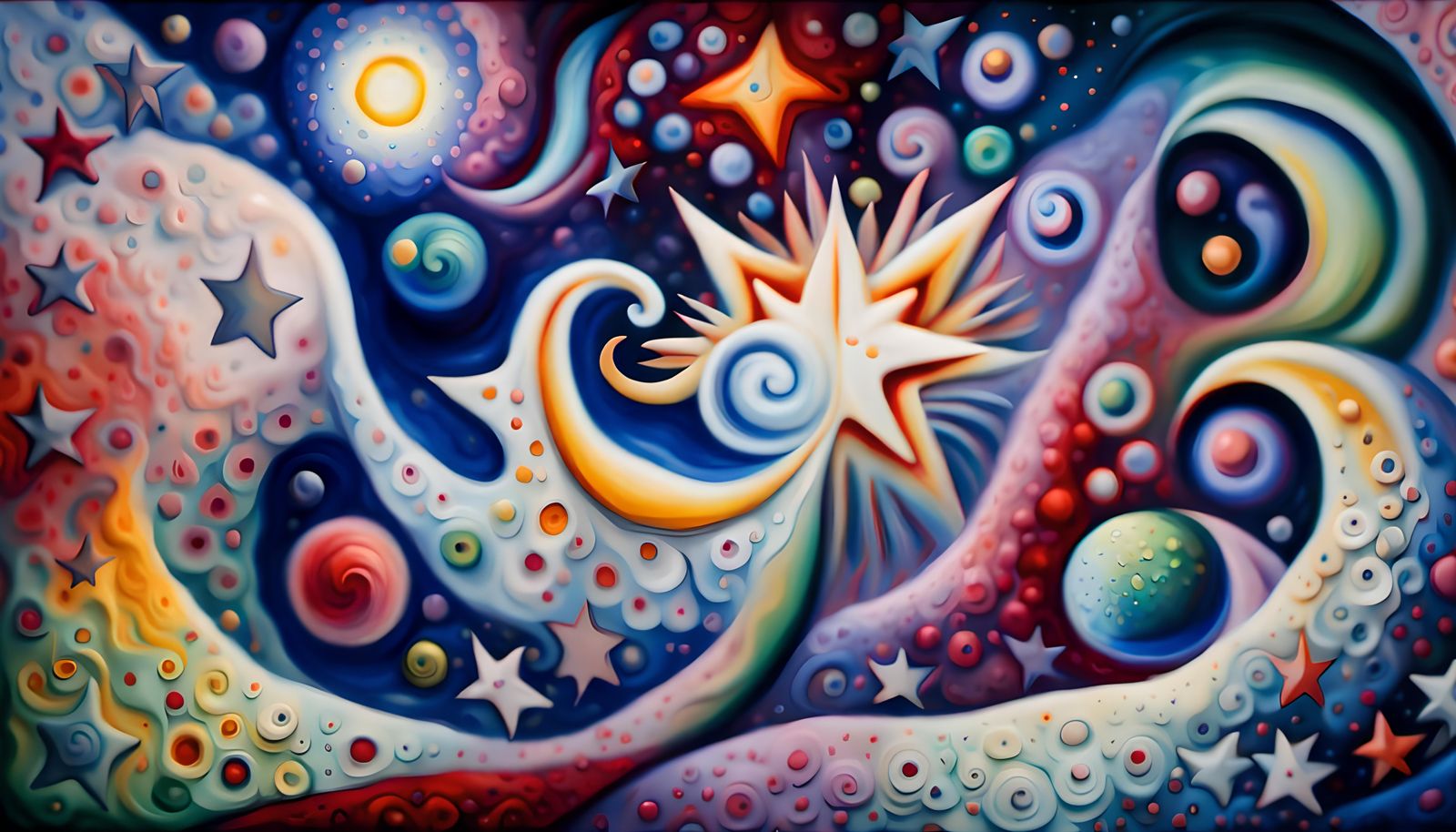 Iridescent Star Cluster in Impasto Oil Painting Style