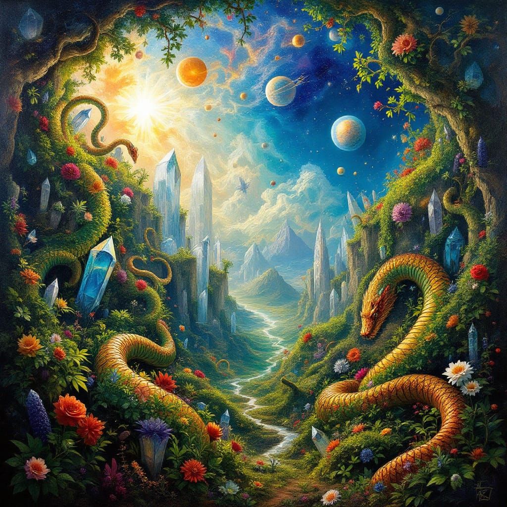 Surreal Garden of Eden in Dalí and Ernst Style