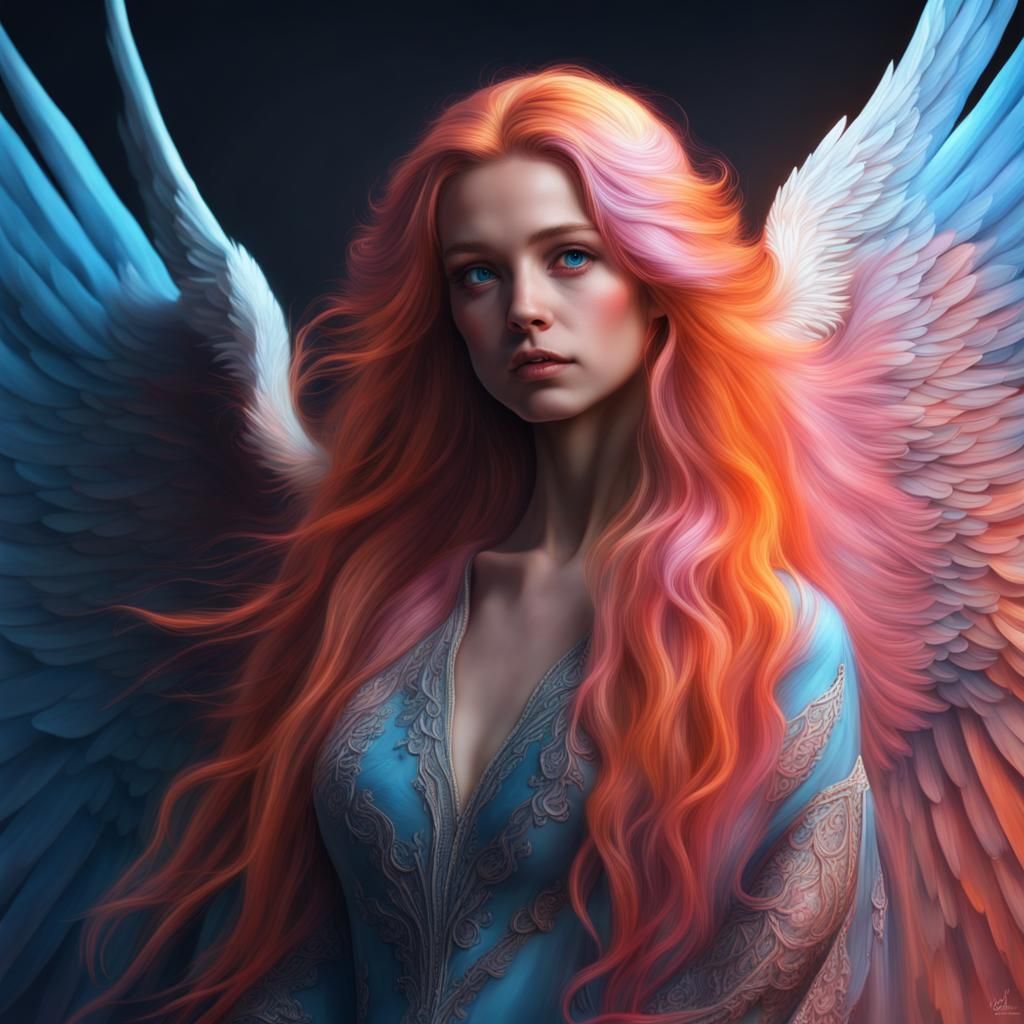 Angelic Figure with Long Hair in Digital Painting