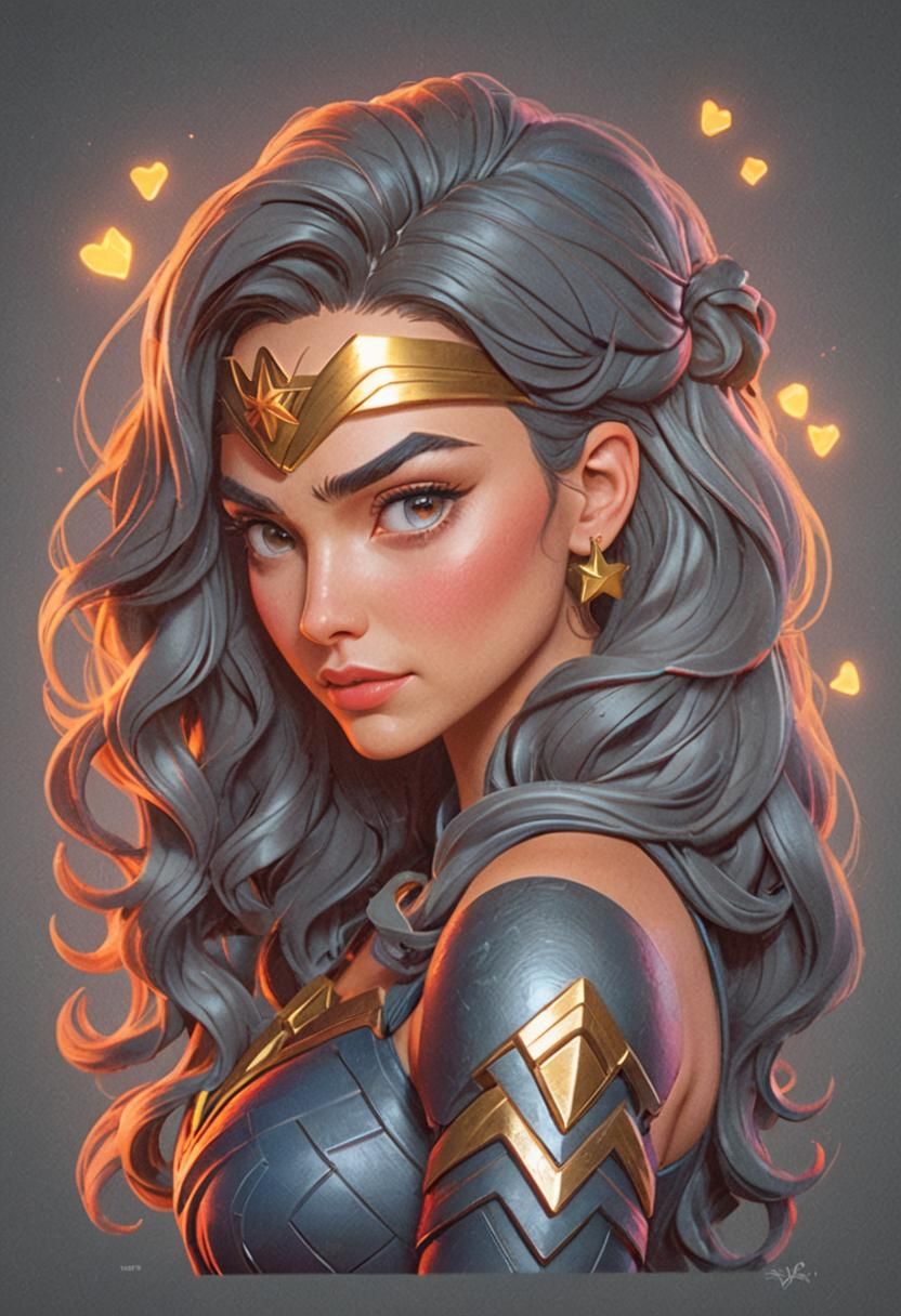 Wonder Woman Portrait in 3D Digital Art Style