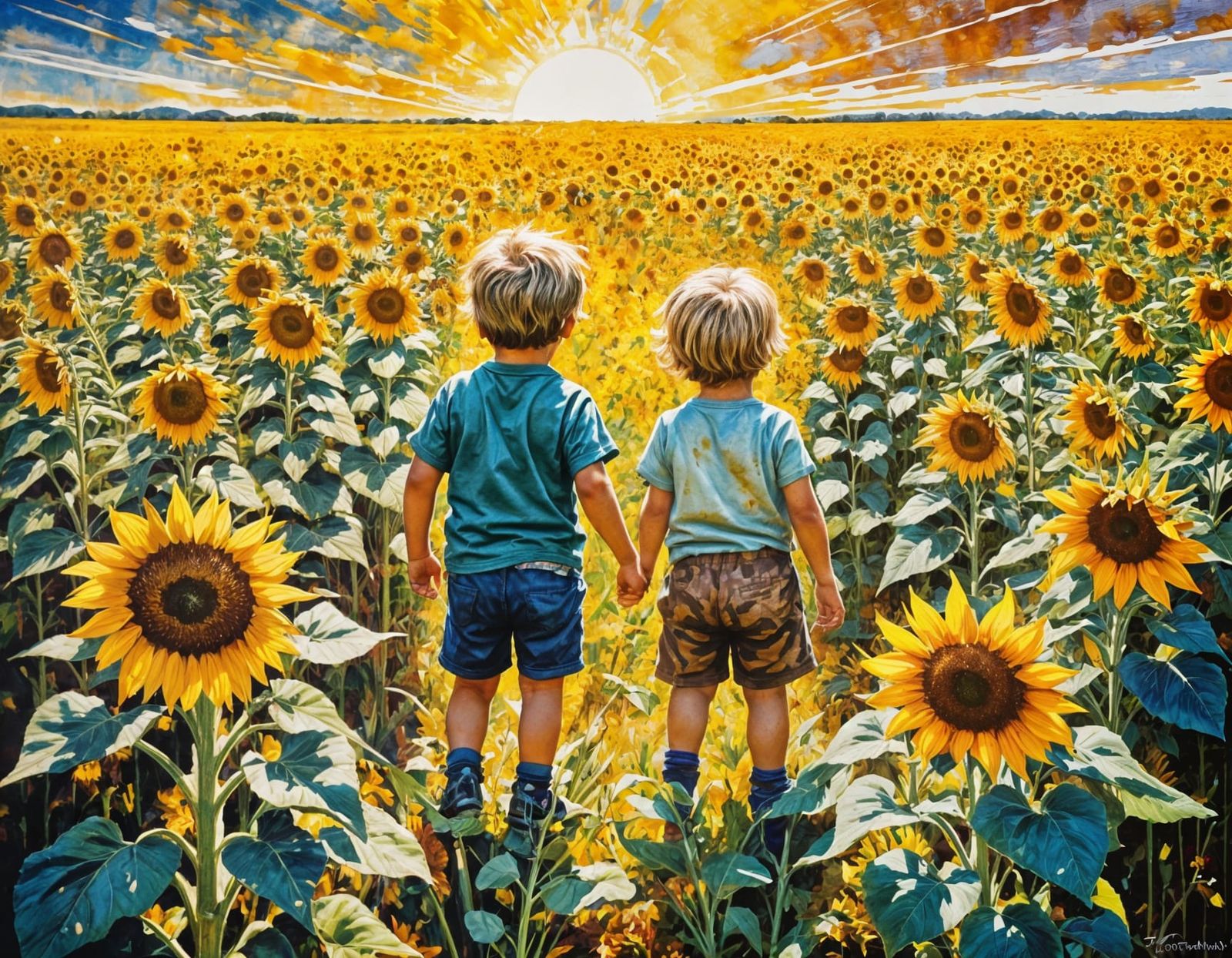 Toddlers' Sunflower Game: A Colorful Ink Splatter Painting