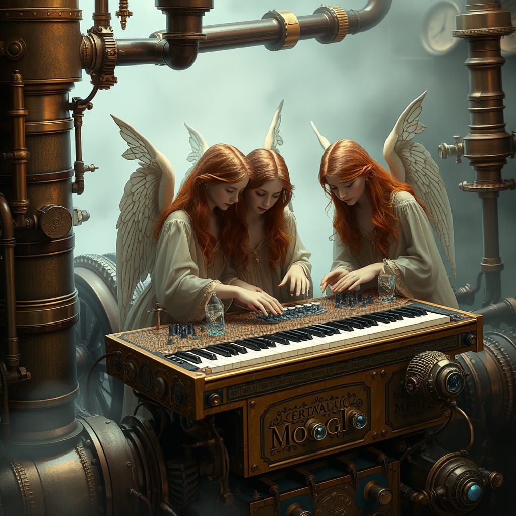 Ethereal Moog Synthesiser in Steampunk Splendor