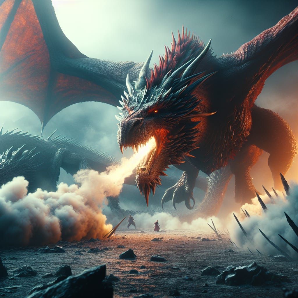 Epic Dragon Battle in Photorealistic Style