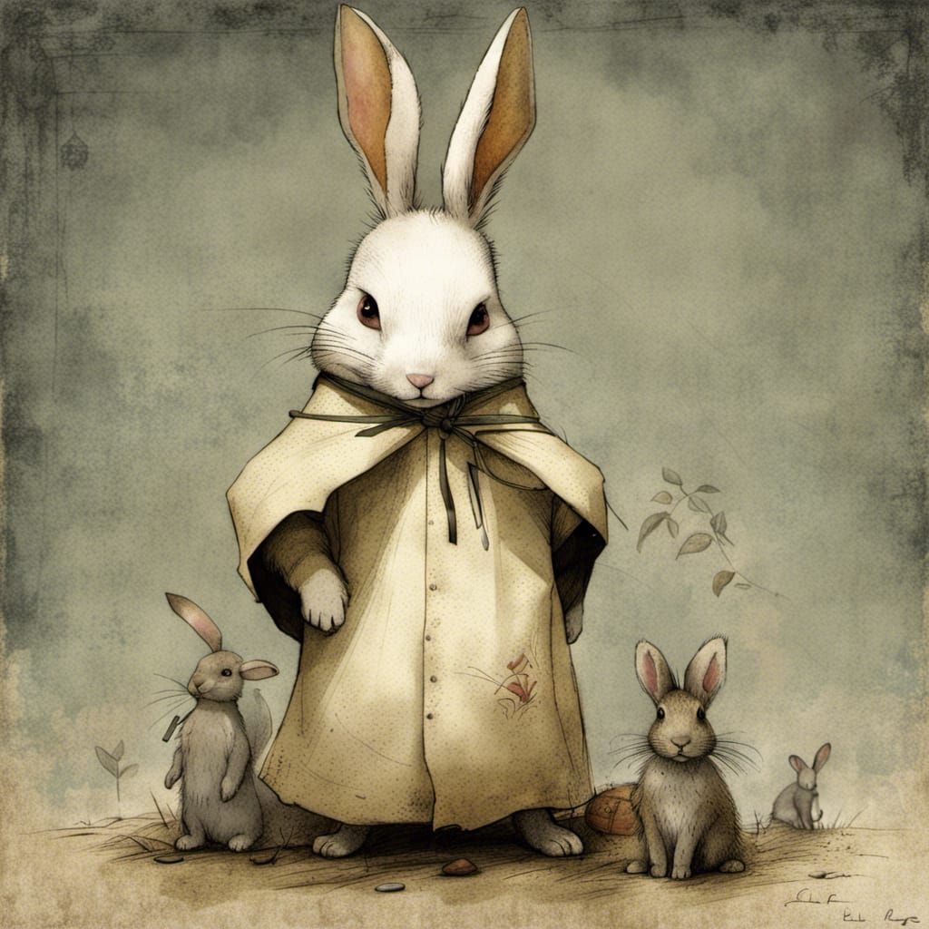 Whimsical Rabbit Inspired by Fairytale Art