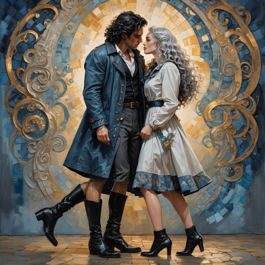 Romantic Fantasy Portrait of Kissing Couple