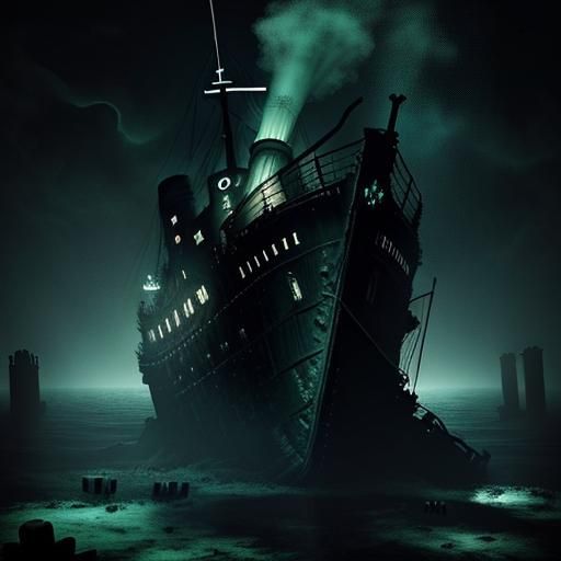 RMS Titanic Wreckage: Dark Surrealism at Ocean Bottom