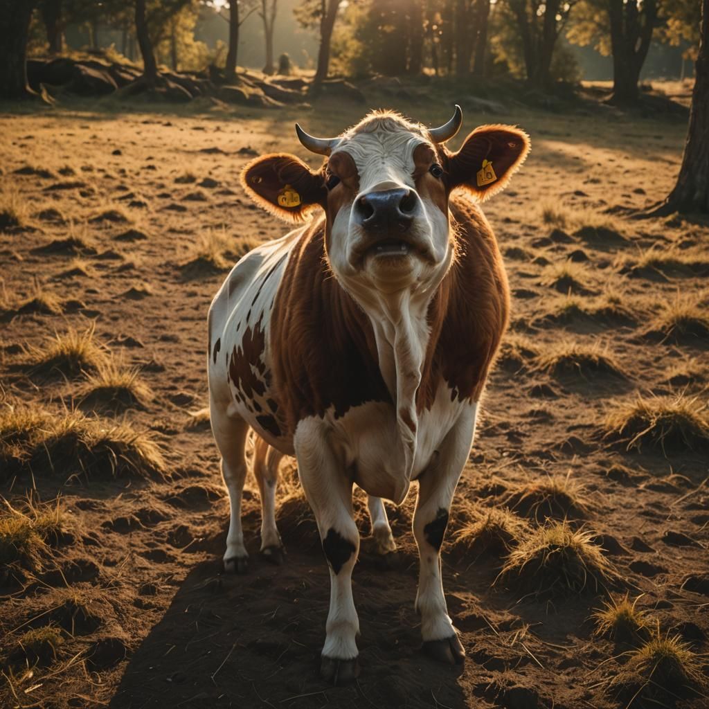 Cow to Dog Transformation in Golden Hour Lighting