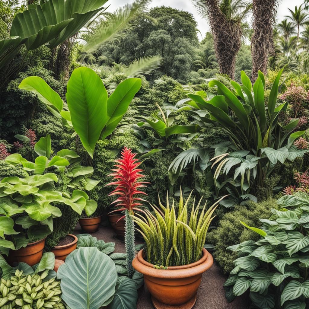 Lush Garden of Exotic Plants