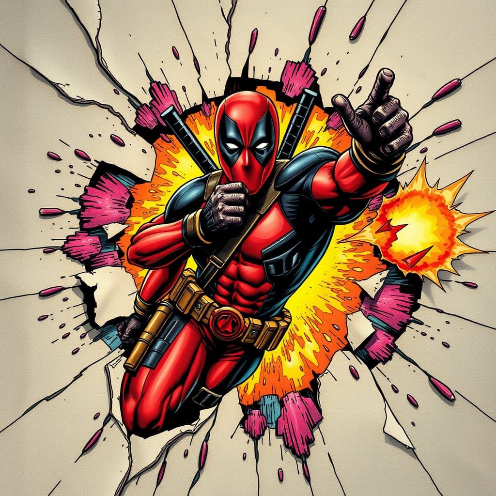 Deadpool Unleashed from Torn Comic Book Page
