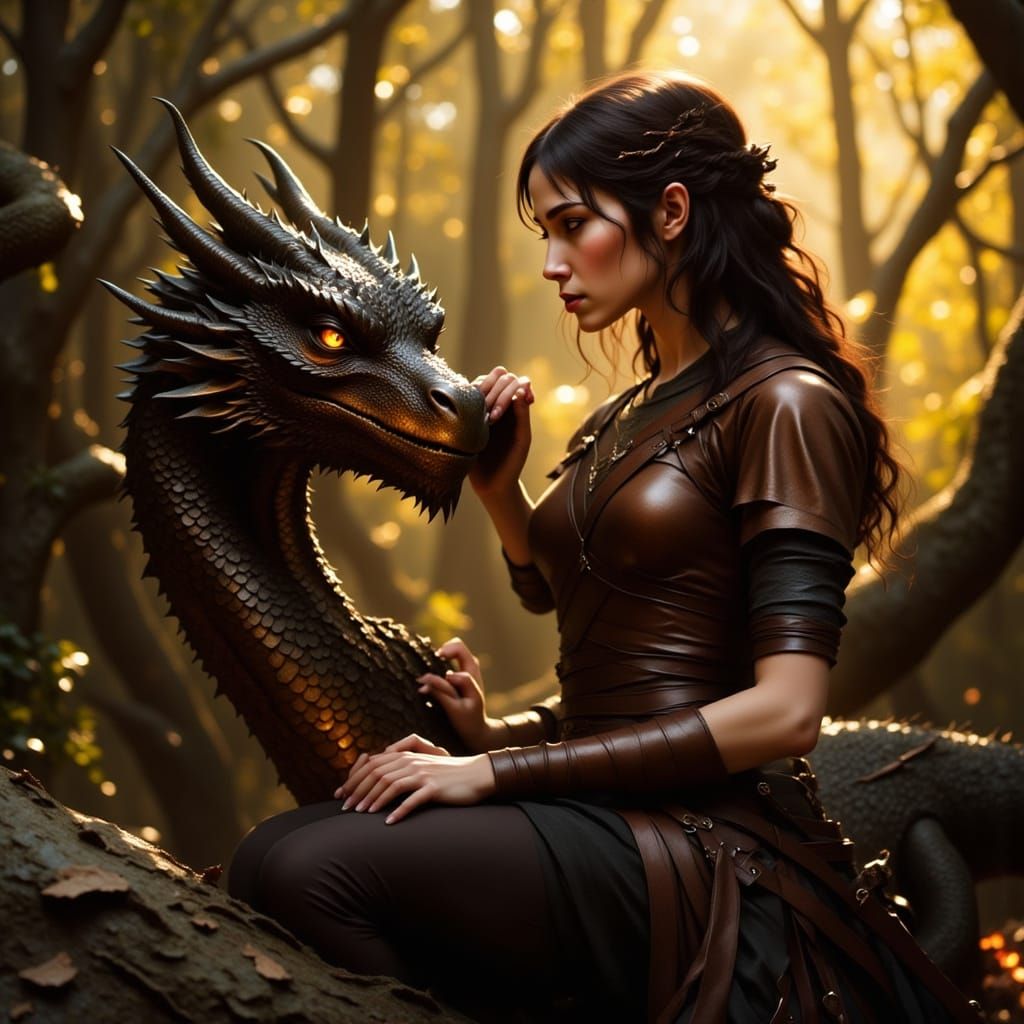 Fearless Rider Bonds With Loyal Dragon in Golden Forest Ligh...
