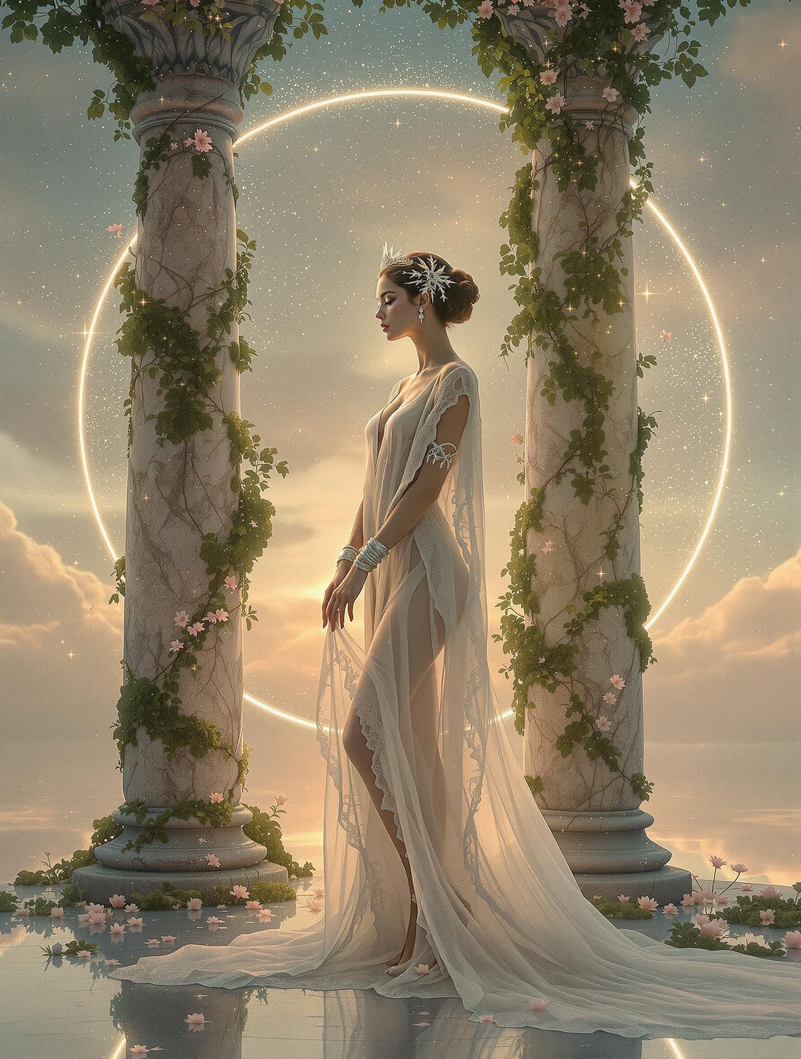 Ethereal Poet Embodies Cosmic Contemplation