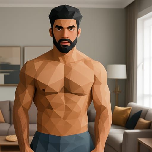 Muscular Arab Man Formed by Geometric Shapes