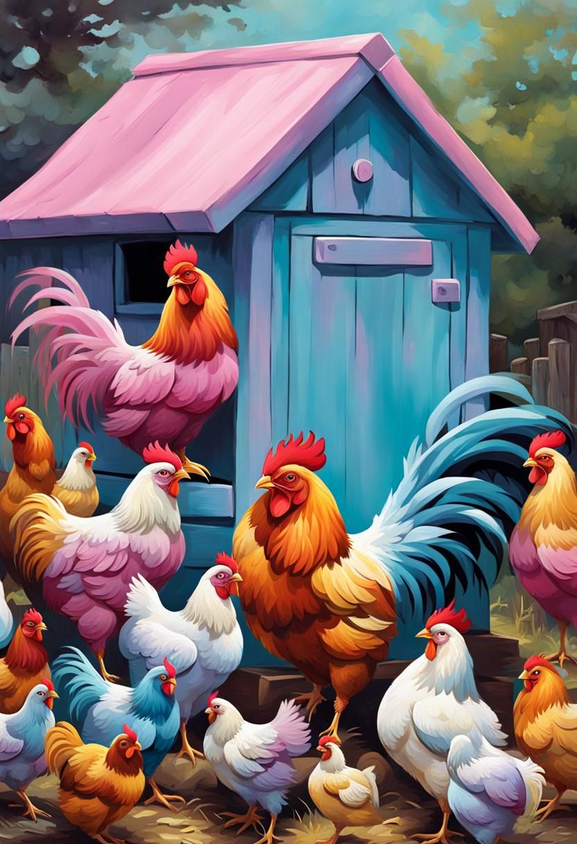 Colorful Graffiti Art of Pastel Chicken Coop