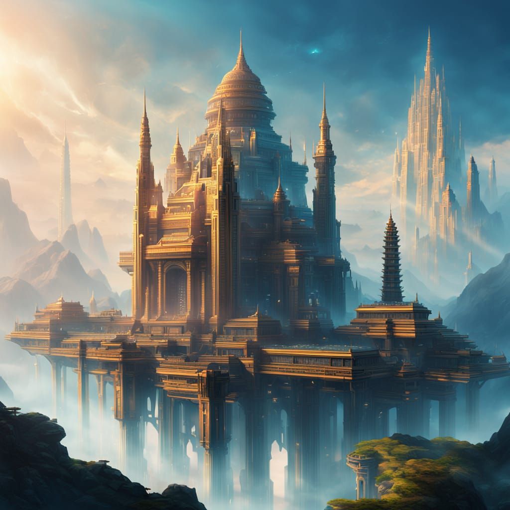 Futuristic Temple Touches the Celestial Horizon