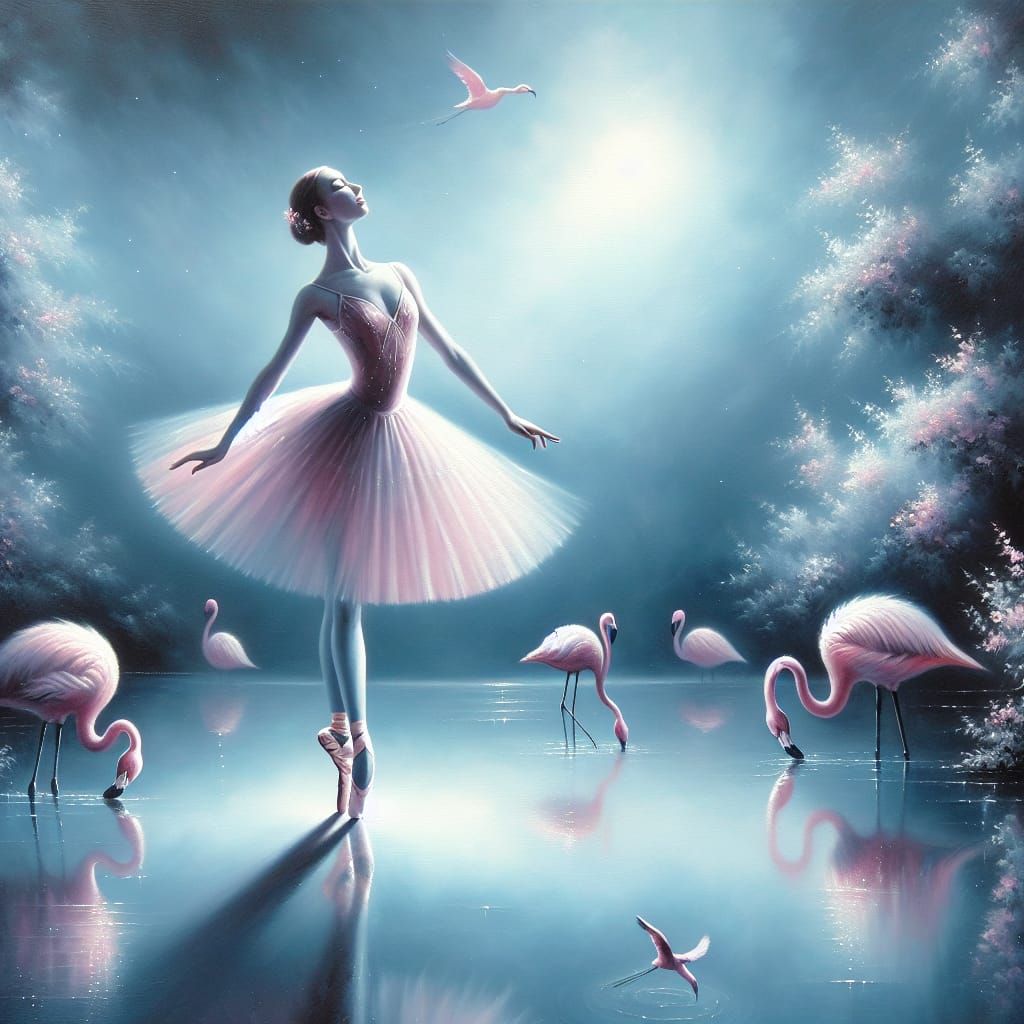 Ethereal Ballerina in a Soft, Monochromatic Dream