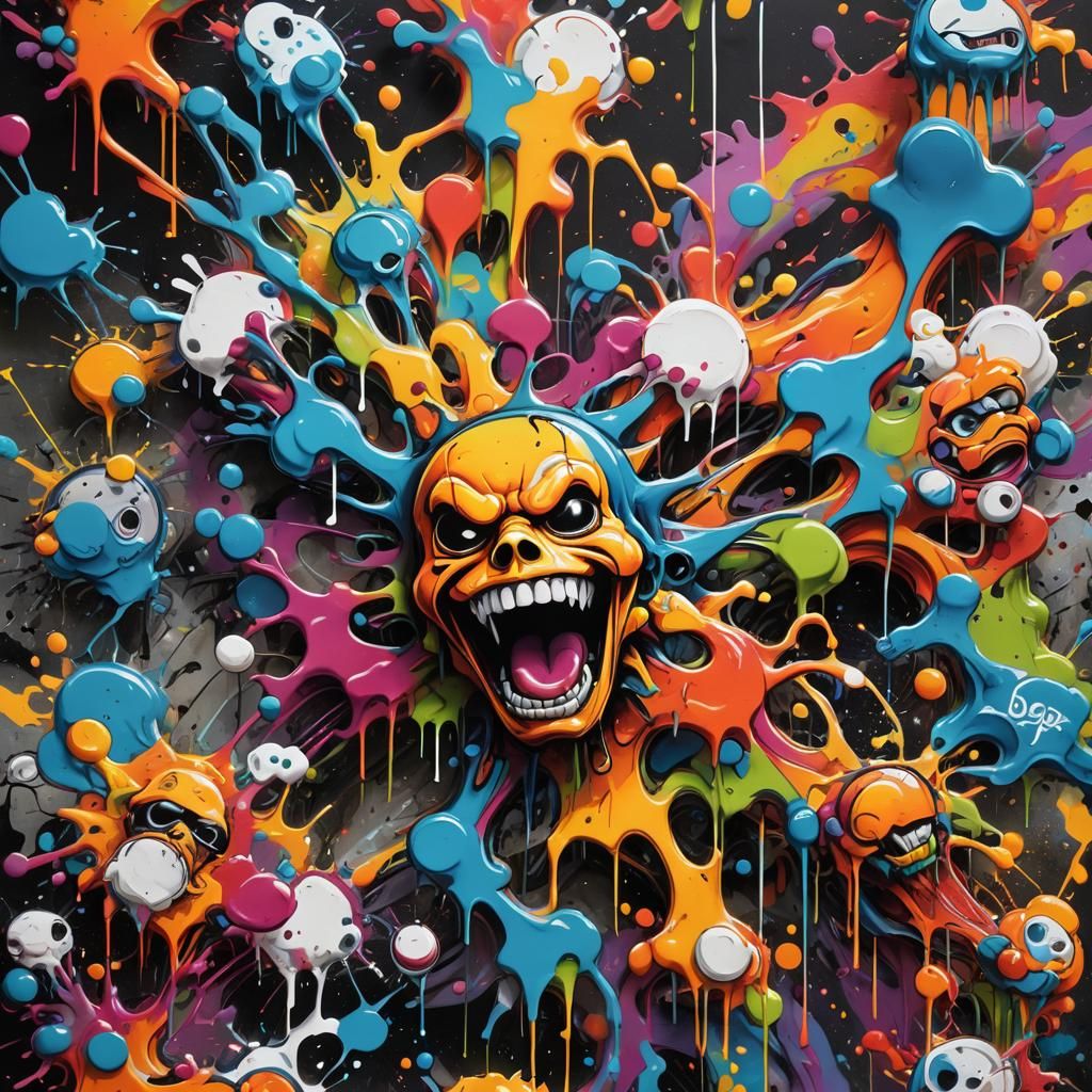 Pandemonium in Graffiti Street Art Style