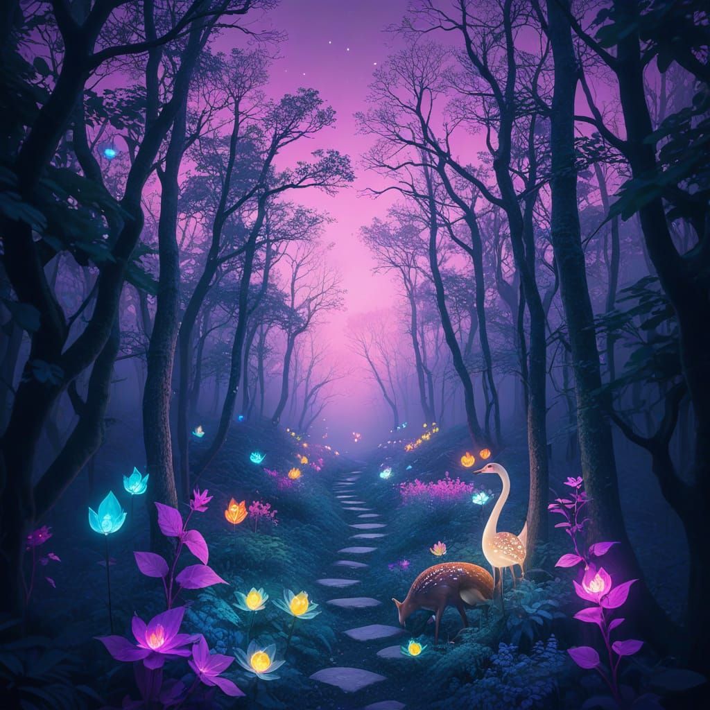 Whimsical Magic Forest Landscape