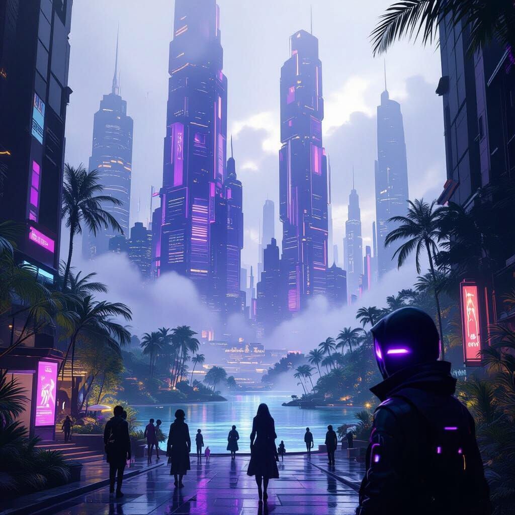Futuristic City Transforms into Tropical Paradise