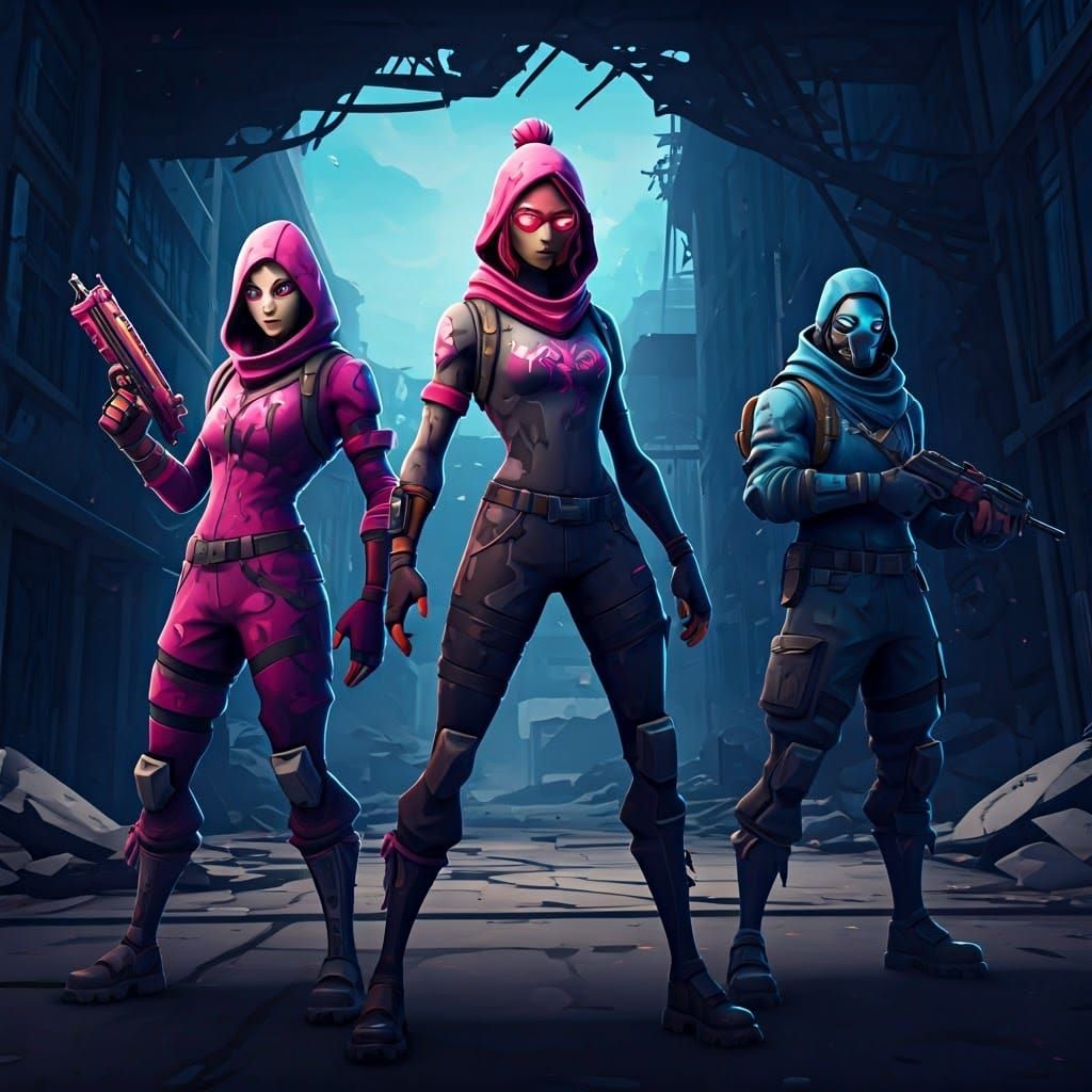 Fortnite Characters in a Dystopian Battle Scene