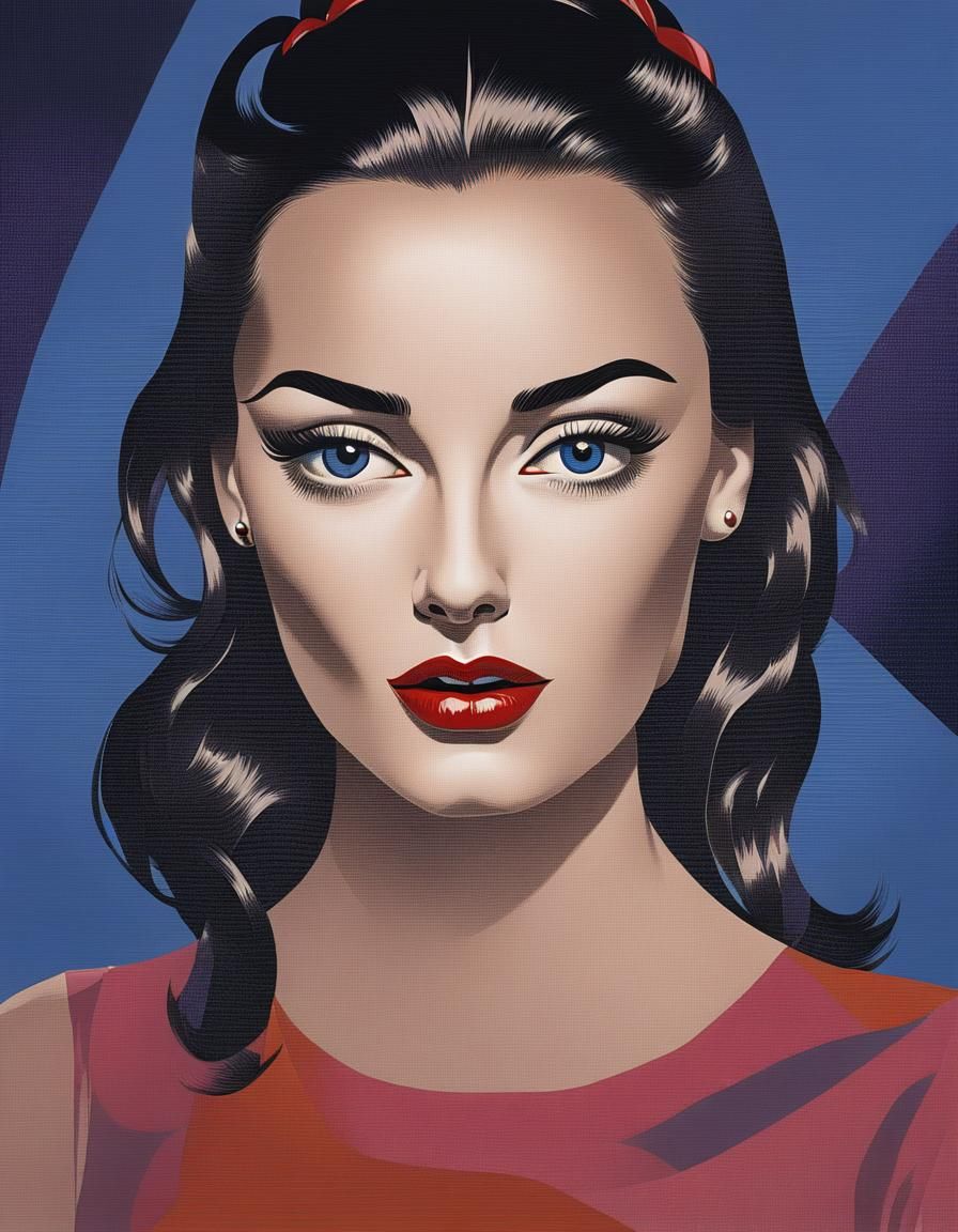 1950s Pin-Up Girl in Pop Art Style