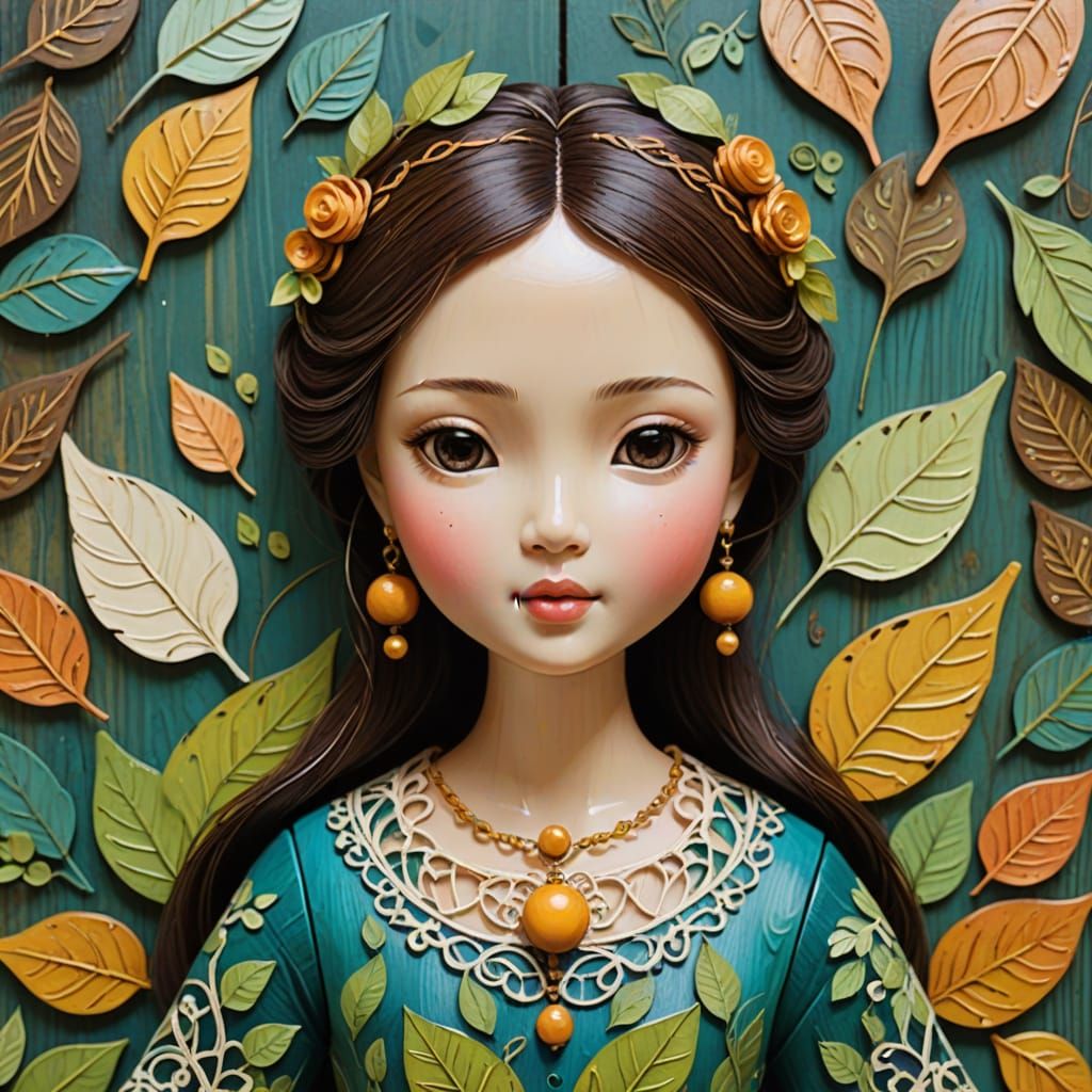 Beautiful Kimi Doll in Hand Painted Wooden Style