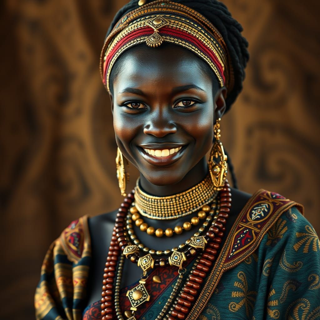 African Princess in Regal 8th Century Attire