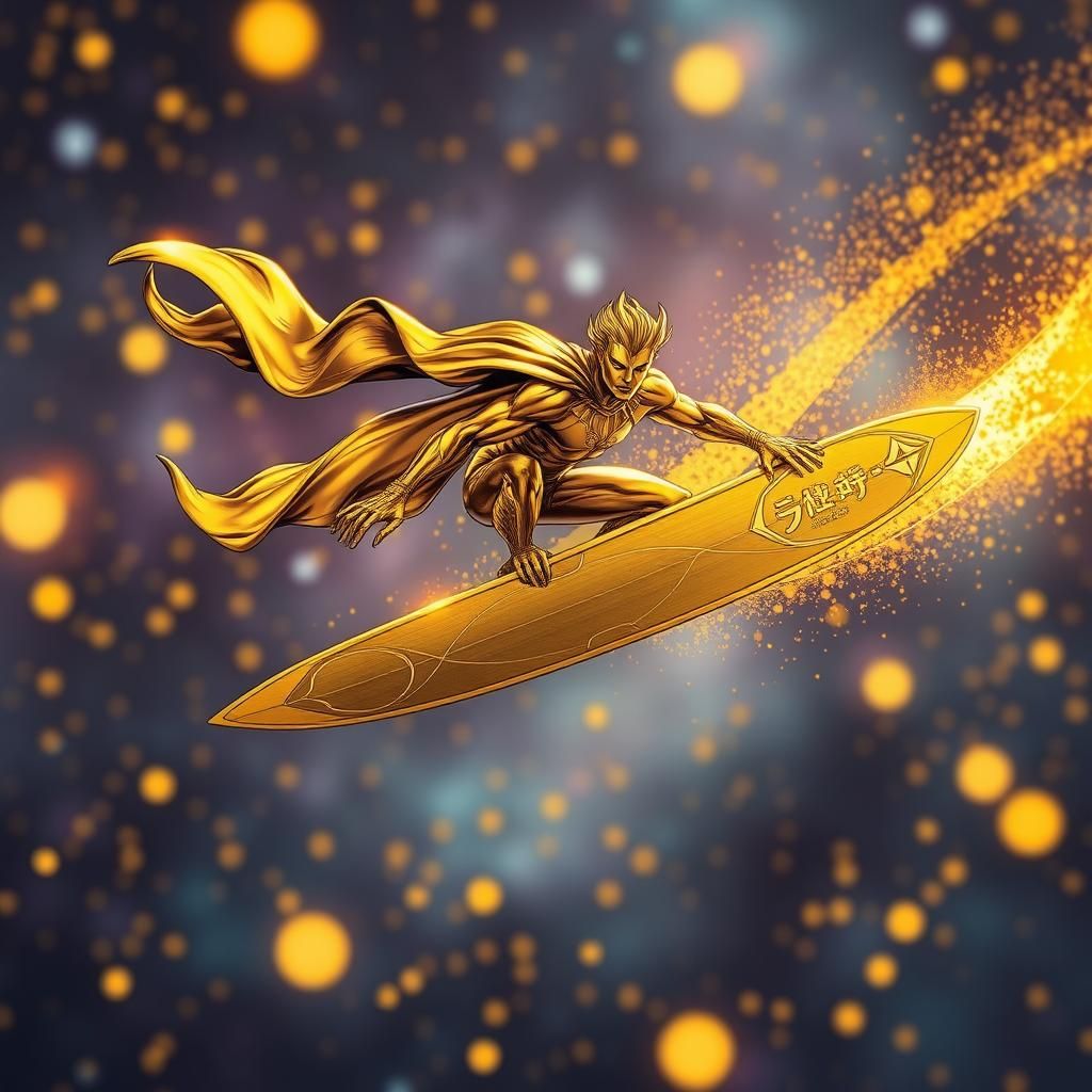 Golden Surfer Soars Through Space: Marvel Style