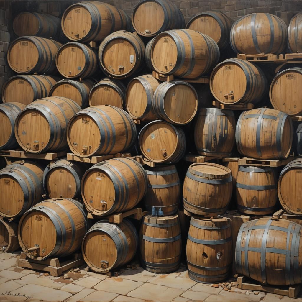 Barrels in Oil Painting Style