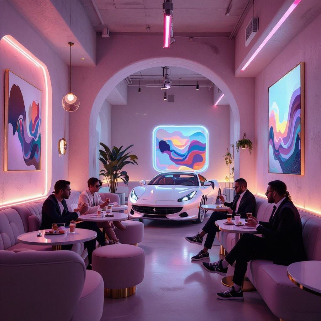 Hyperrealistic Cafe Interior Inspired by James Turrell