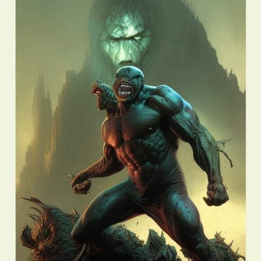 Hulk Crayon Caricature in Comic Book Style