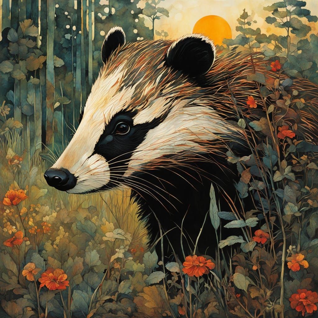 badger in the bush