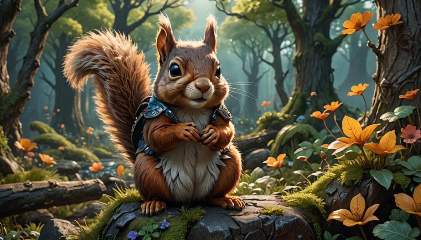 Cute Squirrel Matte Painting in 8K Resolution