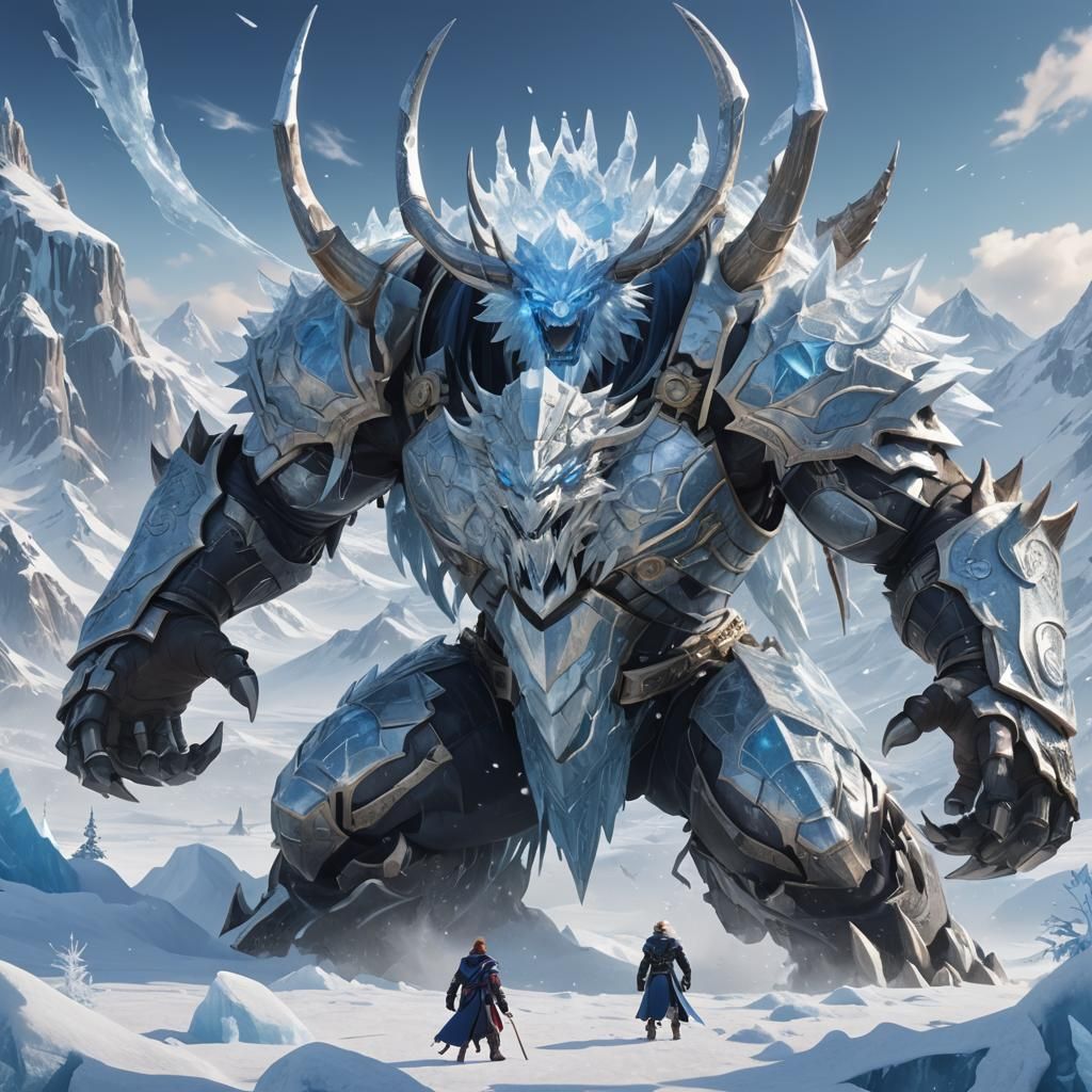 Ice God Ascends Over Frozen World: Anime Art
