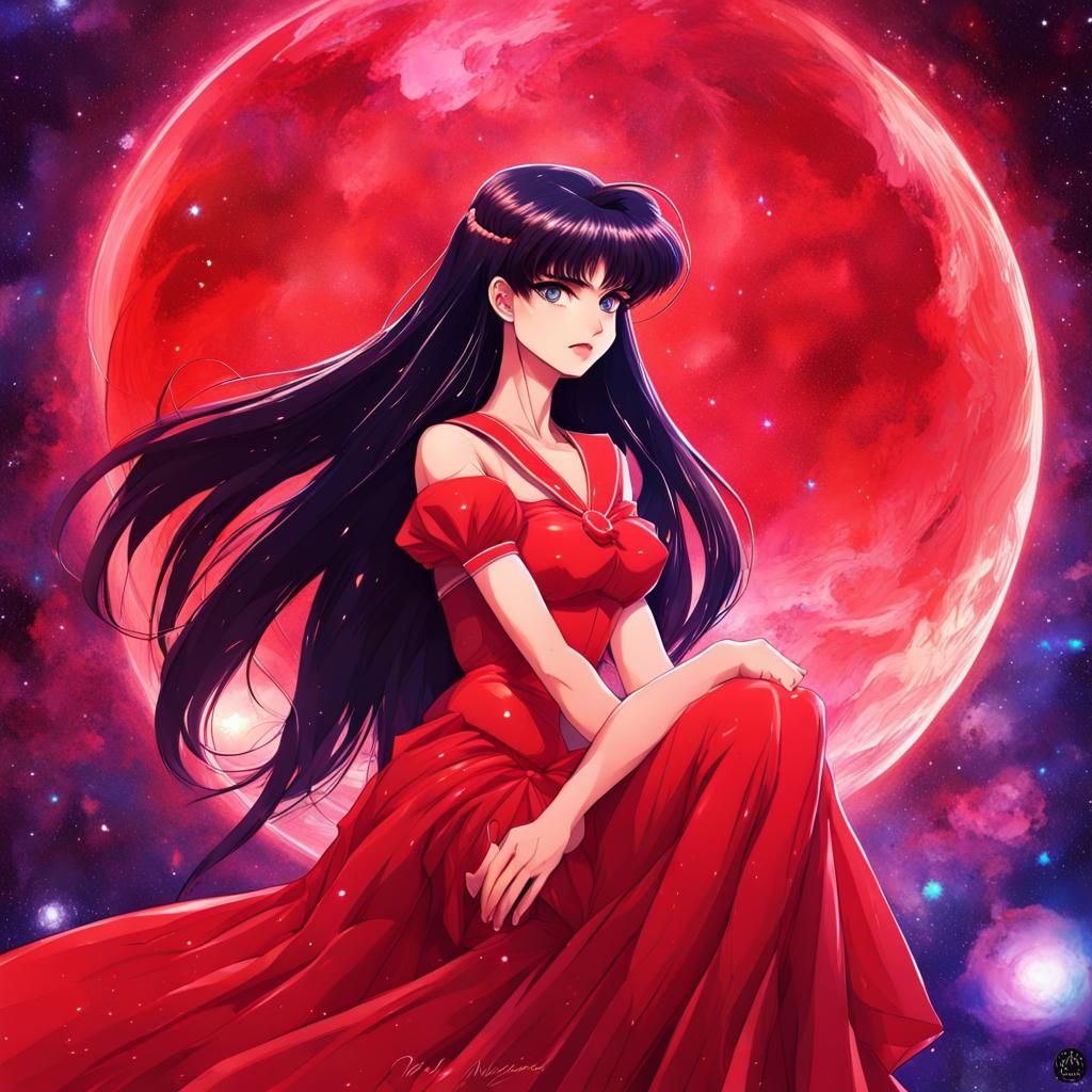 Sailor Mars in Cosmic Astral Illustration