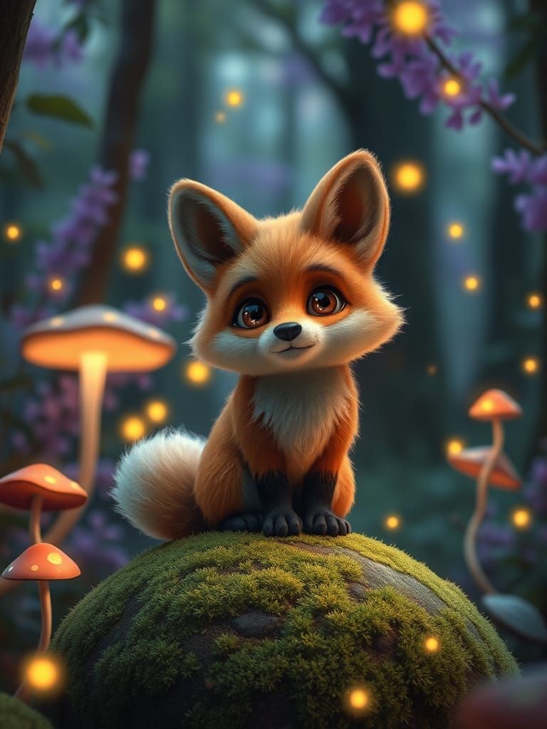 Fox in Enchanted Forest: Pixar-Inspired 3D Render