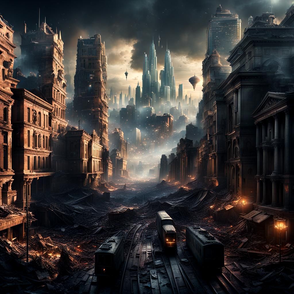 Epic Ruined City Digital Matte Painting