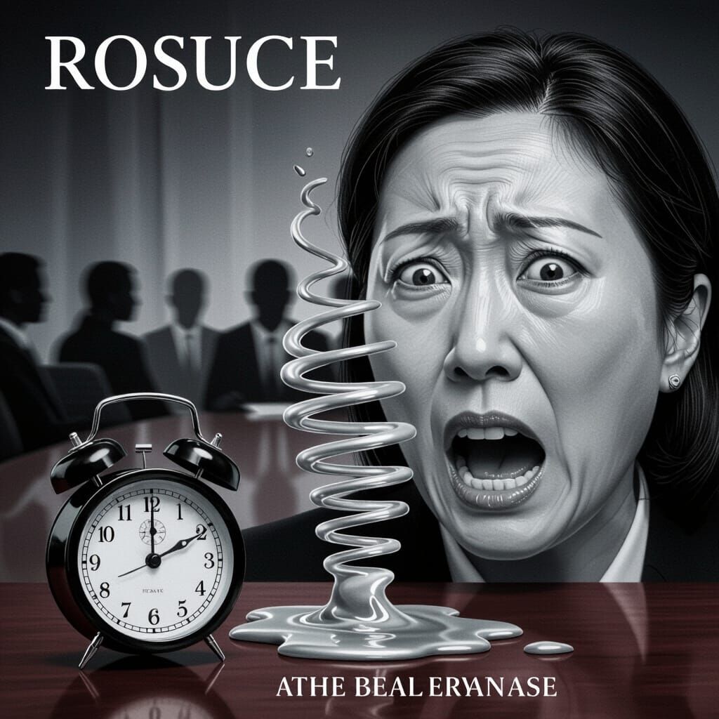 Monochrome Woman's Existential Scream in Dalí-Inspired Art