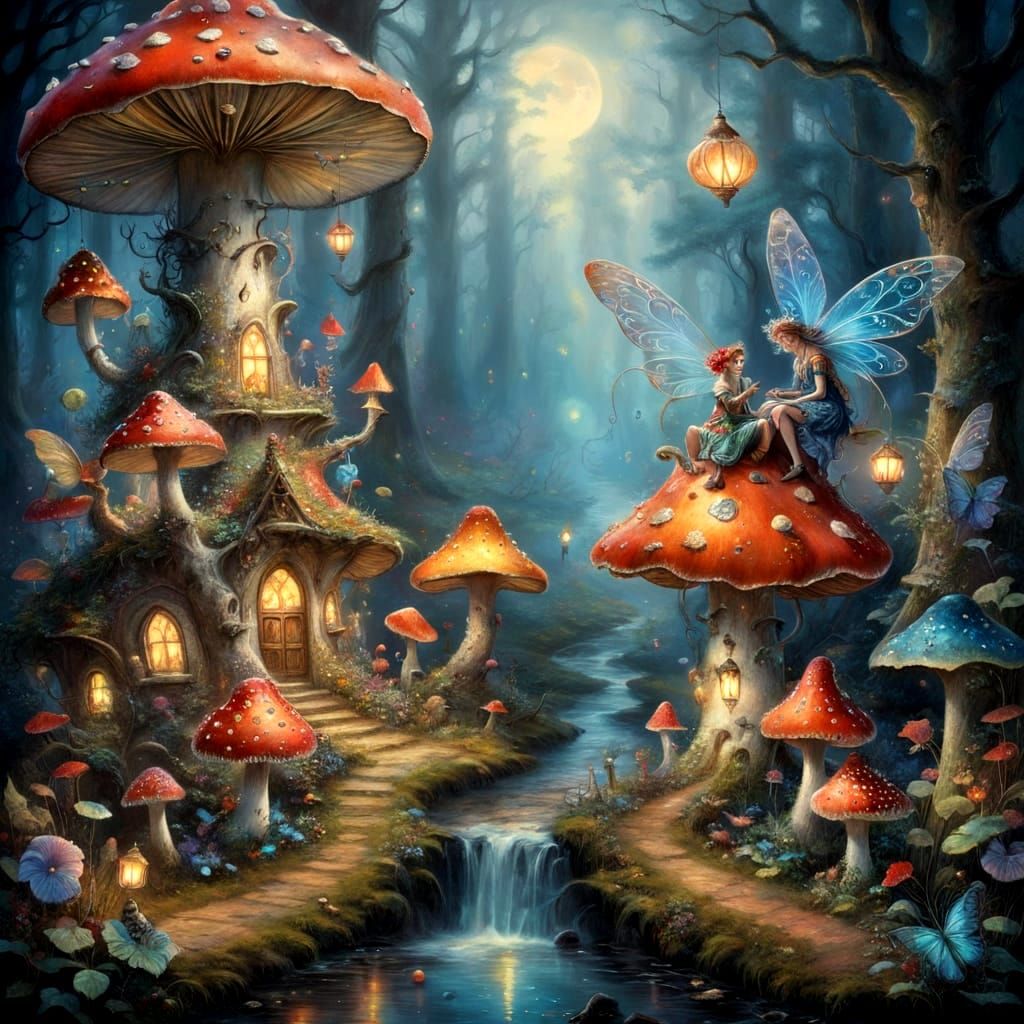 Whimsical Fairies Find Shelter Under Giant Fly Agaric in Eth...