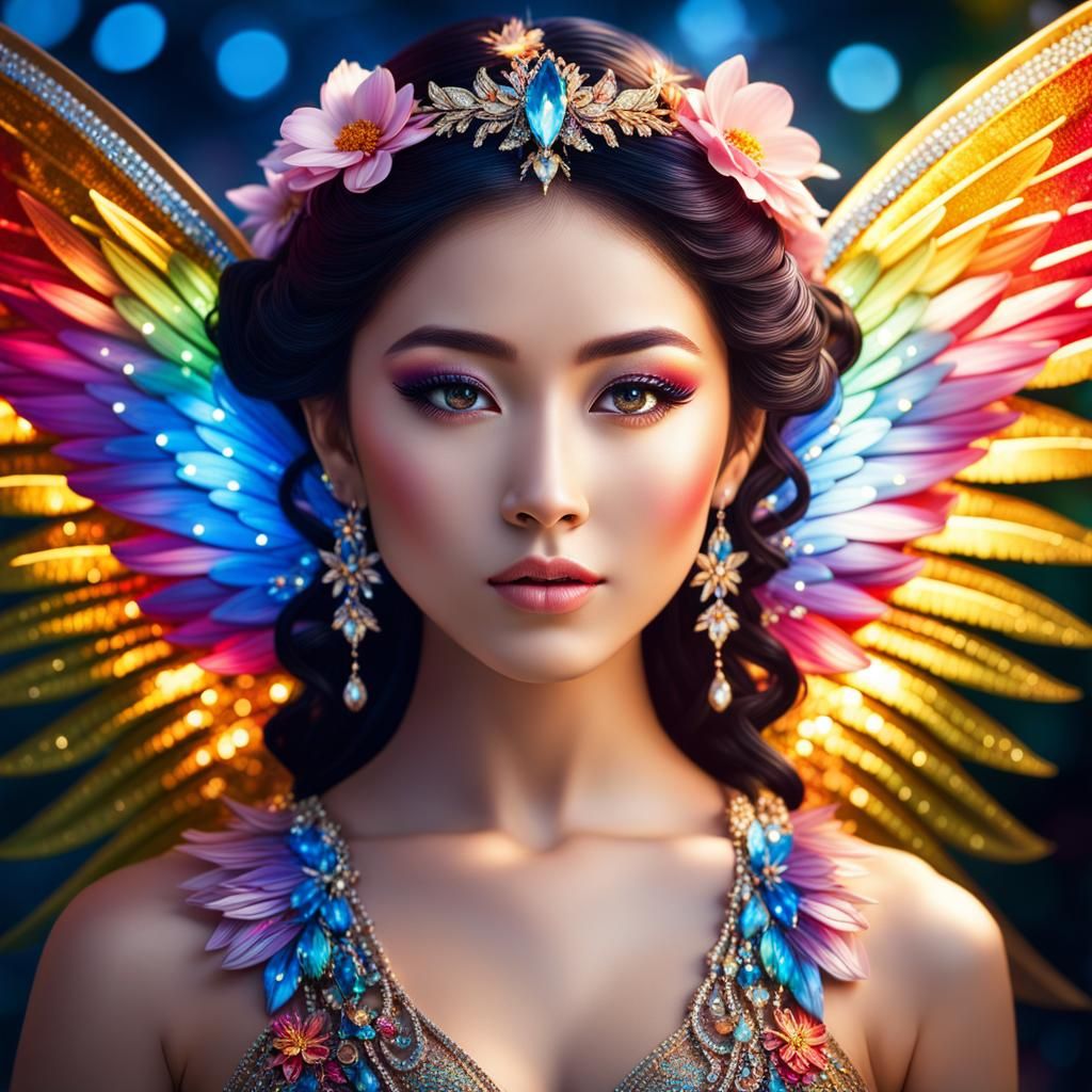 colorful pixie. Asian woman