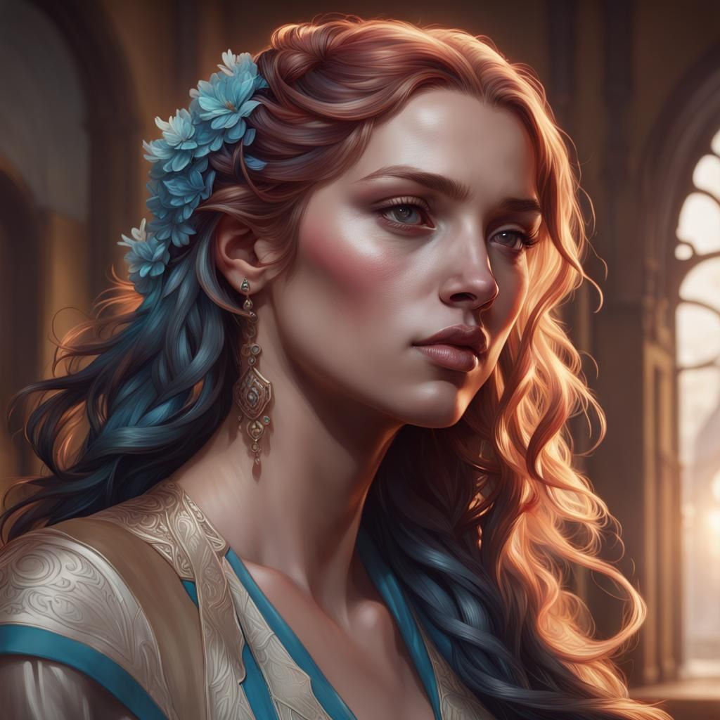 Hyperdetailed Portrait of R in Art Nouveau Style