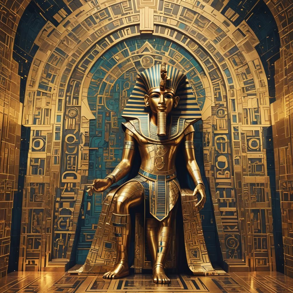 Mystic Pharaoh in Geometric Bauhaus Temple