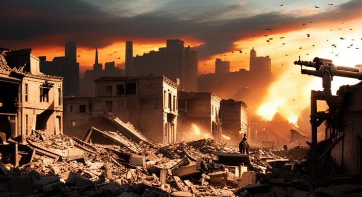 Fierce City Battlefield Ablaze with War