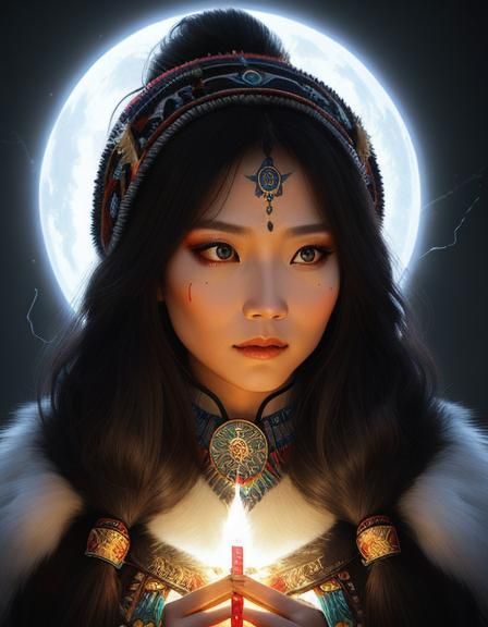 Siberian Shaman Casting a Spell in Fantasy Art