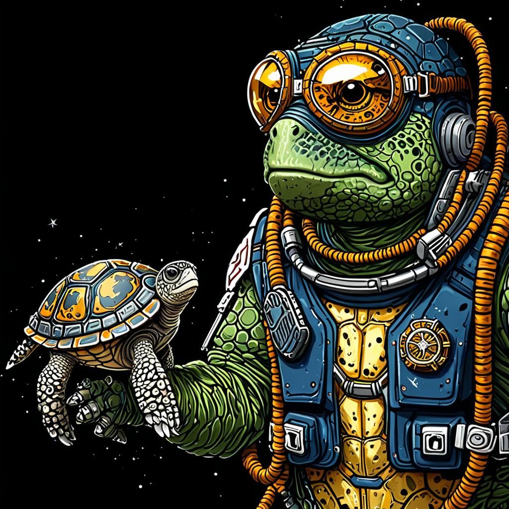 Space Commander Hawksbill in Outer Space Action Shot