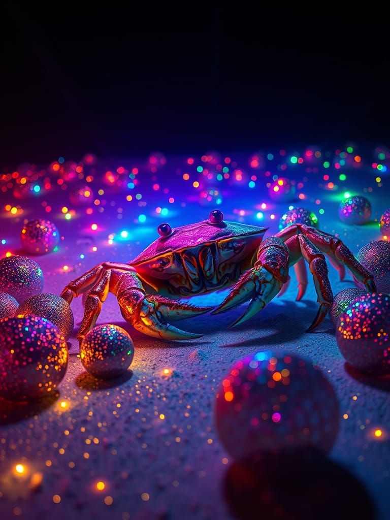 Glowing Hermit Crab in Cosmic Galaxy