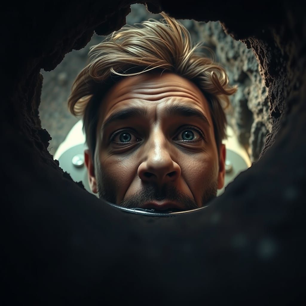 Hyperrealistic Person Falling: Cinematic Close-Up