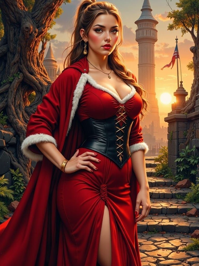Sensual Fantasy Magician in Velvet and Fur