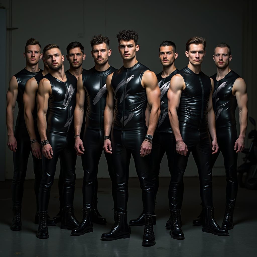 Muscular Men in Futuristic Leather Attire