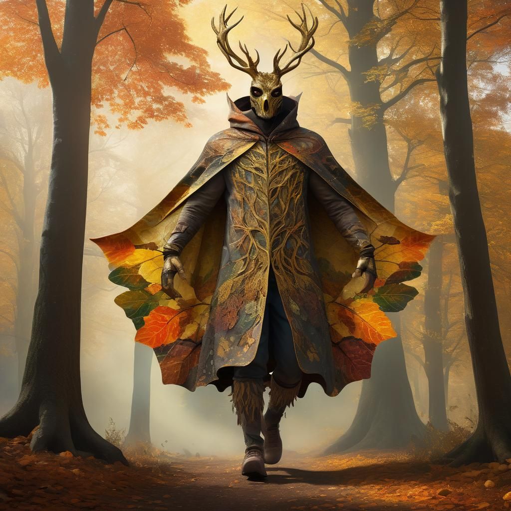 Whimsical Autumn Tree with Forest Creatures